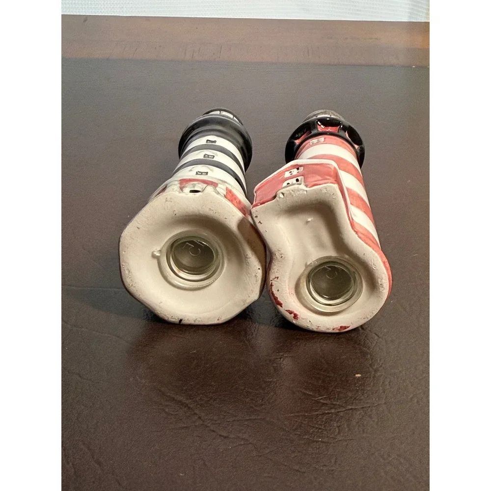 Vintage Lighthouse Salt and Pepper Shakers Ceramic Nautical Beach Decor Set